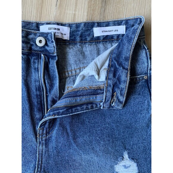 Cotton On Jeans Women’s Sz6 High Waisted 90s Blue Denim Pants Distressed Stretch - Picture 5 of 15